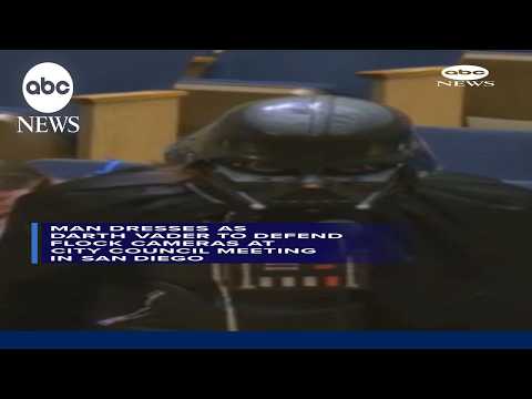 Man dresses as Darth Vader to defend flock cameras at city council meeting