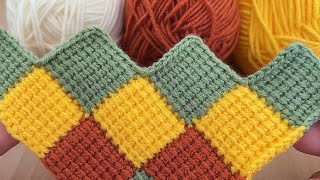 super easy crochet tunisian baby blanket ✅ bu modele bayılacaksınız sonbaharın muhteşem renkleri 😍