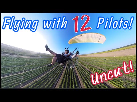 Paramotor group flight with 12 pilots,  uncut!