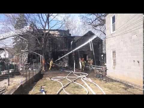 Watch as firefighters battle a fire that they've been fighting for 3 hours