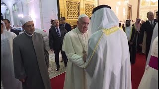 Crown Prince and Grand Imam receive Pope Francis in Abu Dhabi