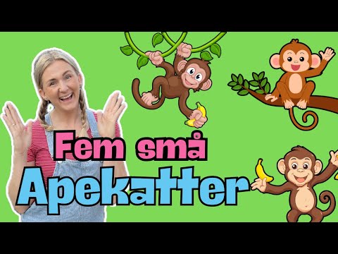 Fem små apekatter erter krokodillen - KnøtteShow - Barnesanger på norsk - 5 små apekatter
