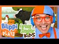 Blippi Meets ALL The Animals In Farming Simulator Kids Blippi Plays Video Games For Kids