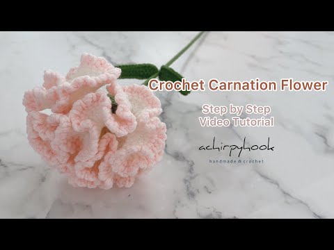 How to Crochet Carnation Flower (Mother's Day) - Step by Step Tutorial | 钩针康乃馨花 [ENG SUB]