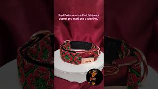Red Folklore – Tradiční žakárový obojek pro malé psy s rolničkou