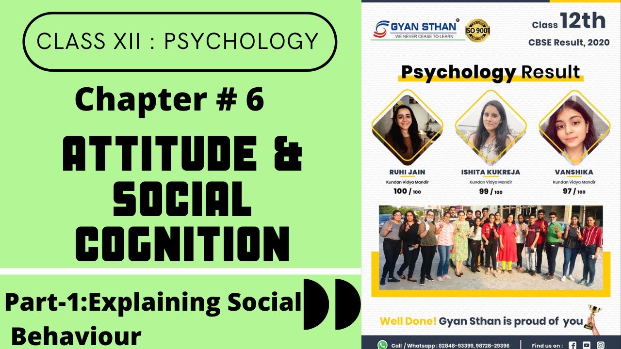 ||Chapter# 6: Attitude & Social Cognition|| Explaning Social Behaviour || Class 12:Psychology||