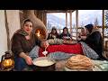 Snowy Day In Northern Iran Grandma S Butter Churning Sweet Rice Dish Tandoor Herbal Bread