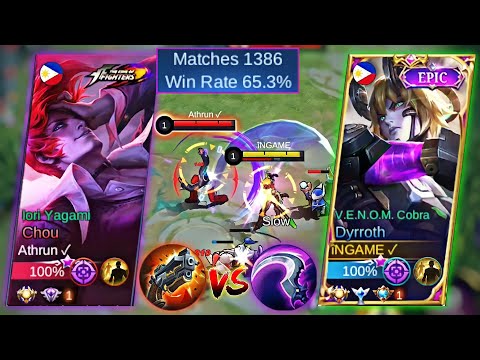 VENOMOUS DYRROTH VS GLOBAL CHOU | WHO IS THE KING OF FIGHTER? | TOP 1 GLOBAL DYRROTH BEST BUILD