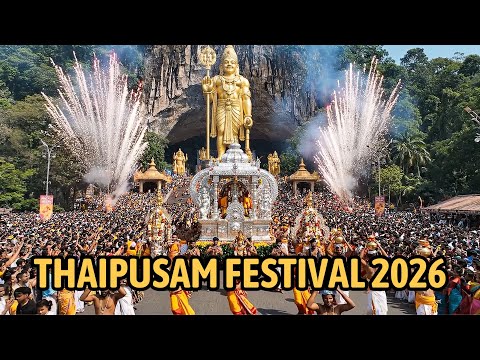 Thaipusam Festival 2026 Malaysia | Massive Golden Statue & Chariot Procession 4K