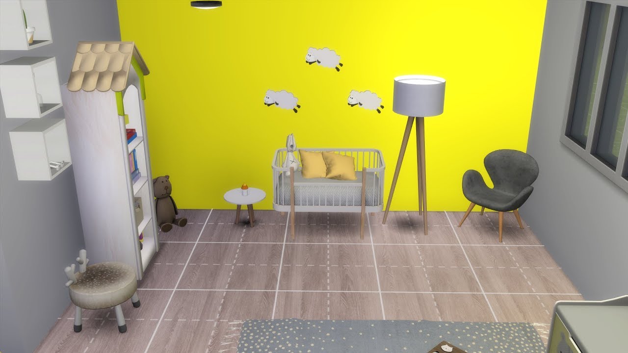 Speed build: quarto amarelo e cinza infantil + DOWNLOAD | The Sims 4