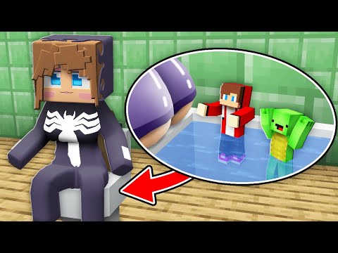 JJ and Mikey HIDE inside VENOM Girl TOILET! But VENOM Girl CAUGHT them in Minecraft - Maizen