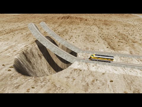 Impossible Weird Curved Rail Track vs Train Crossing - BeamNG.Drive