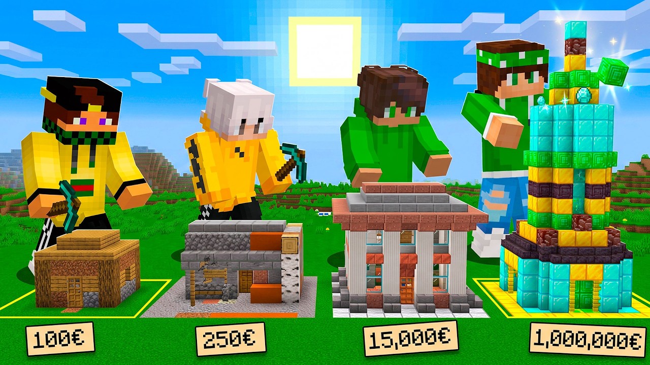 1€ vs 10.000€ vs 1.000.000€ NELLA GARA DI COSTRUZIONE - MINECRAFT
