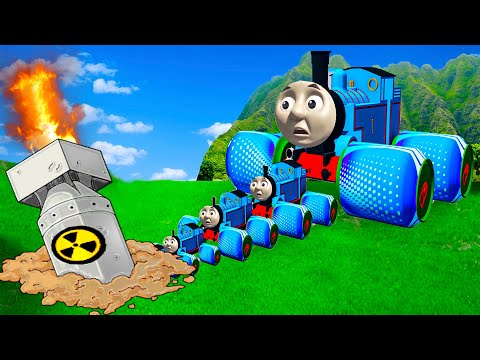 Big & Small Cursed Thomas The Tank Engine with Funny wheels vs ROAD OF DEATH in BeamNG.Drive