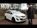 VAUXHALL CORSA COMPLETE MOD LIST