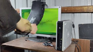 Angry Office Man Smashes Slow 2000s HP Computer
