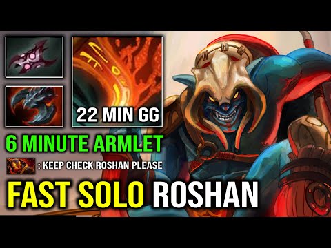 WTF 6Min Armlet Fast Solo Roshan EZ 1v5 Everyone with Overpower Burn DPS Huskar 22Min GG Dota 2