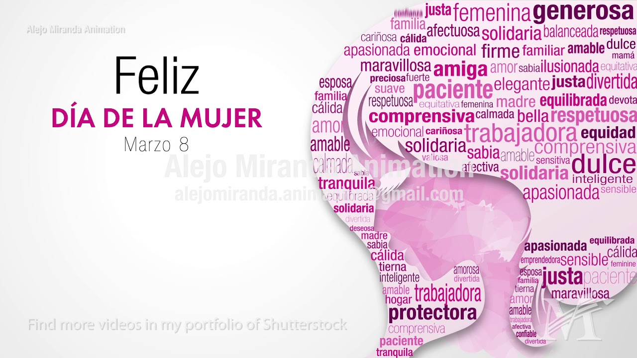 Greeting card with message Feliz Dia de la Mujer - Happy Women's Day in Spanish language