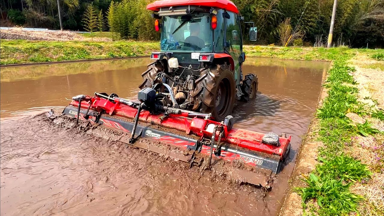 【Kubota SL54】 代掻き作業  TRACTOR WORK Agriculture puddling
