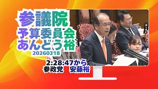 参政党【あんどう裕】【安藤裕】🍊参議院予算委員会🍊20260318　#参政党 #あんどう裕 #安藤裕