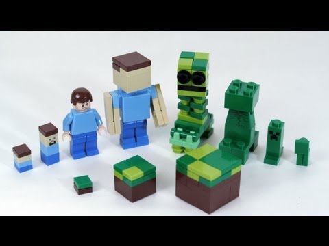 BRICK 101 - How To Build LEGO Minecraft Creeper, Steve, and Grass Block