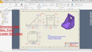 How to Change Dimension Text Size, Color/Leader Size, Color in Autodesk Inventor 2023