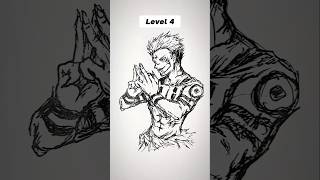 How to Draw Sukuna in different levels😳 #shorts #anime #drawing