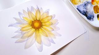 How to Paint Transparent Daisy (chamomile) flower in Watercolor