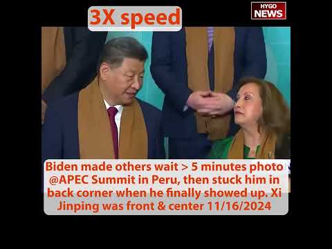 Lame-duck Biden humiliated back-corner photo, China Xi place of honor front-center Trump Center 2017