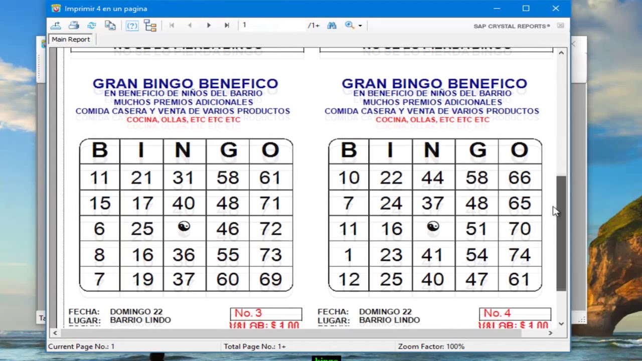 Programa para imprimir tablas de bingo