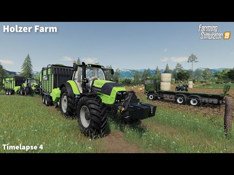 Making Silage from Grass, Finishing & Selling Potatoes stacking Bale│Holzer Farm│FS 19│Timelapse #04
