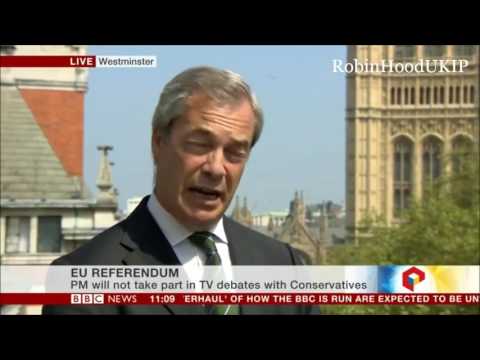 Nigel Farage welcomes a TV debate with David Cameron