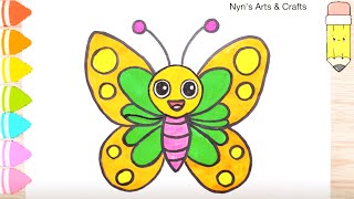 🐝 Easy Butterfly Drawing & Coloring for Kids | Step by Step Art Tutorial 🦋