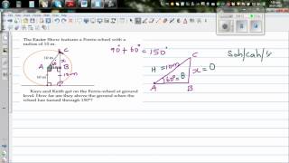 Application of sohcahtoa in finding height above ground - Ferrris wheel problem