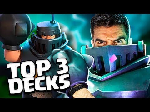 USEI OS 3 MELHORES DECKS DE MEGA CAVALEIRO DO CLASH ROYALE!
