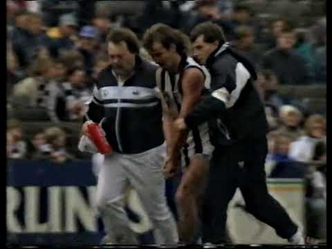 Peter Daicos injury in 1992 v Geelong, after kicking 5 goals in one and half quarters. Collingwood.