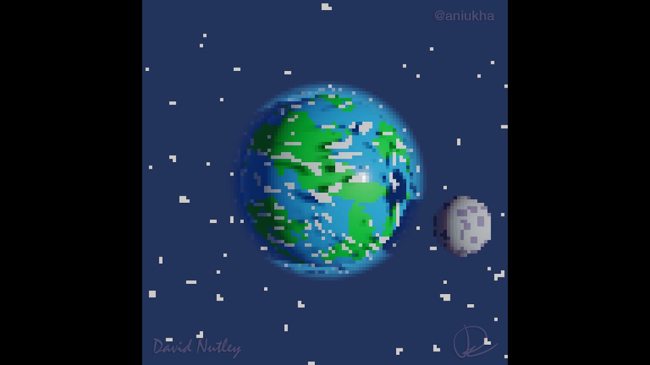 Blender pixel art Earth-like space loop animation