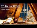4-HOUR STUDY AMBIENCE 🍹 Relaxing Holiday Fireplace ASMR/ Stay Motivated/STUDY WITH ME POMODORO TIMER
