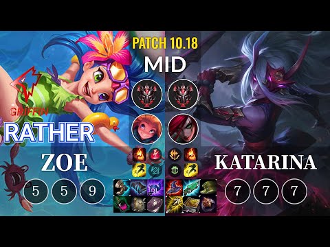GRF Rather Zoe vs Katarina Mid - KR Patch 10.18