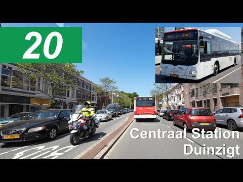 HTM lijn 20: Garage Telexstraat - Den Haag Centraal - Duinzigt v.v. | Omleiding | HTM 1052 | 2023