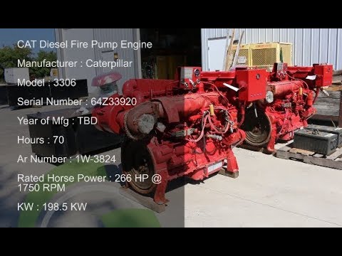 Green Industrial Quick Takes - USED DIESEL FIRE PUMP ENGINE CATERPILLAR 3306 266 HP 1800 RPM