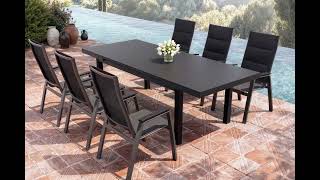 SIENA GARDEN Garten-Essgruppe, anthrazit matt/grau, Alu/Glas/Textilfaser, 180/240 x 100 cm, ausziehbar, stapelbar