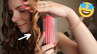 Coiling my Fine Wavy Hair using the denman brush // Brush styling wavy hair for maximum definition