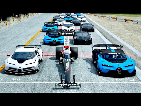 Top Fuel Dragster vs Bugatti Hypercars - Drag Race 20 KM