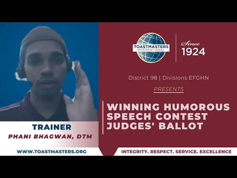[2021-22] How to Win Toastmasters Humorous Speech Contest Judges' Ballot - by Phani Bhagwan, DTM