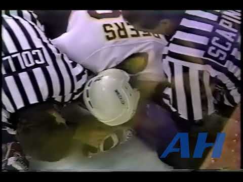 NHL Nov. 9, 1991 Bob Beers,BOS v Laurie Boschman,NJ (R) Boston Bruins New Jersey Devils