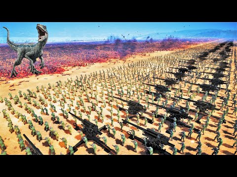 3,000,000 VELOCIRAPTOR vs HUMANITY ARMY Beach Defense - Ultimate Epic Battle Simulator 2