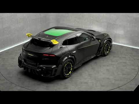 MANSORY PUGNATOR, based on Ferrari Purosangue in all black with yellow details
