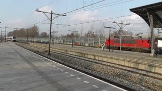 preview picture of video '1604, Dordrecht DB, staaltrein, en Sprinter 2618 vertrekt, station Rotterdam Lombardijen, 13-2-13'