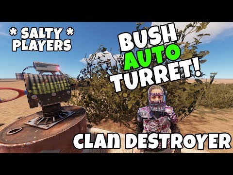 RUST | HIDING AUTO TURRET TRAPS inside BUSHES for GEAR *Triggered clans*